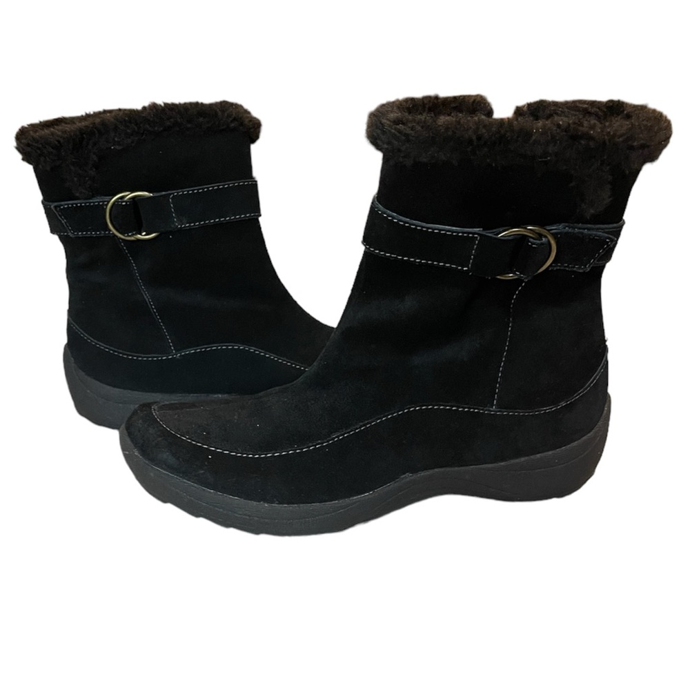 Naturalizer Valour Women's Black Suede Fur Limed Winter Snow Boots